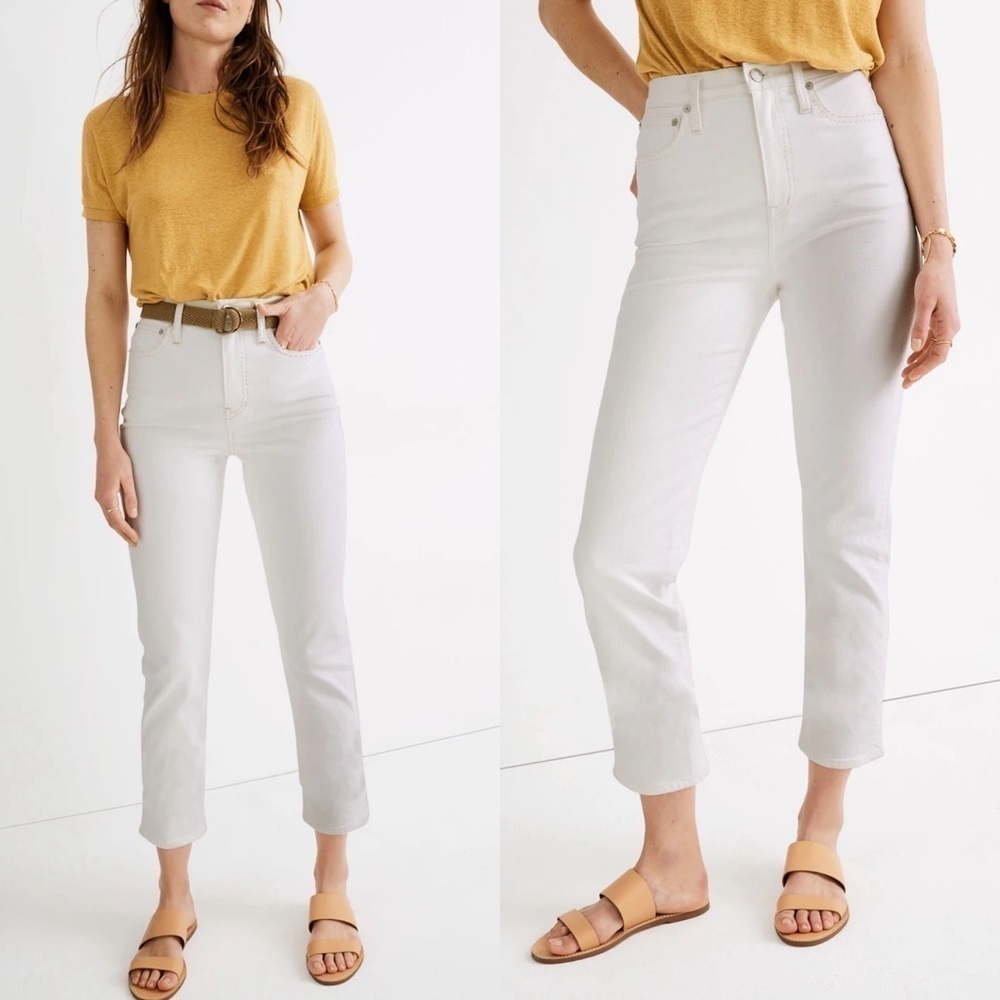 Madewell Classic Straight Jeans in Tile White size 35 or plus 20/2X